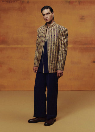 Lunar blue open jacket set
