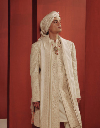 Ivory bloom sherwani set