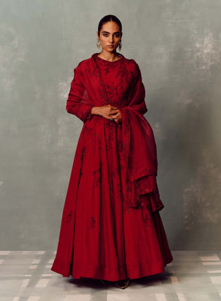 Imperial ruby anarkali with dupatta