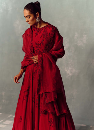 Imperial ruby anarkali with dupatta