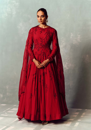 Imperial ruby anarkali with dupatta