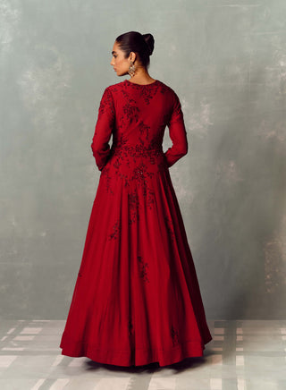 Imperial ruby anarkali with dupatta