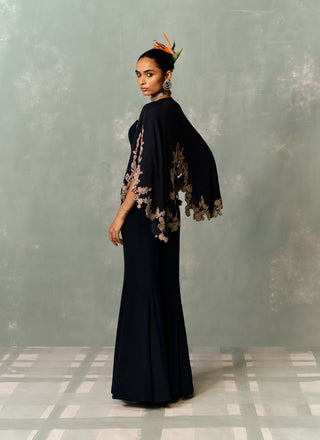 Eclipse royale corset with flared pant and cape
