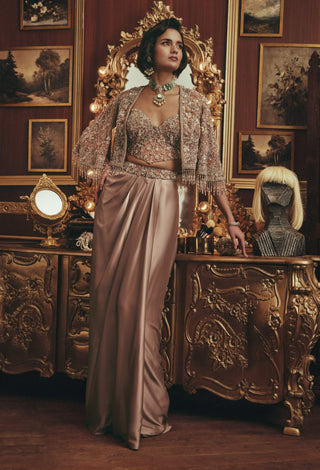 Dorothy taupe corset jacket and skirt set