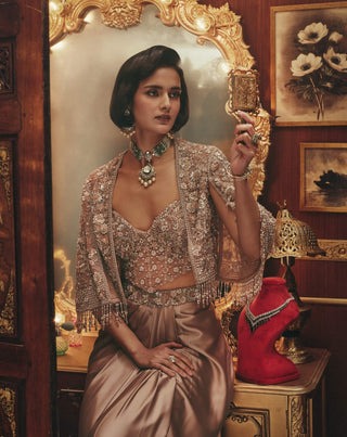 Dorothy taupe corset jacket and skirt set