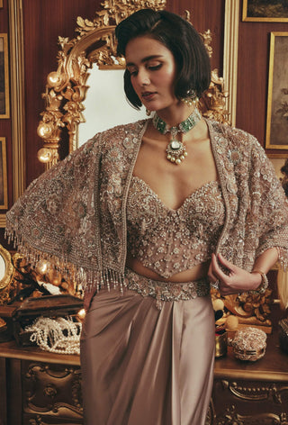 Dorothy taupe corset jacket and skirt set