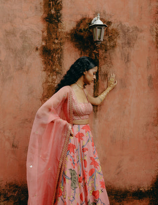 Pink Ombre Lehenga Set by Drishti & Zahabia, available on Indiaspopup.com