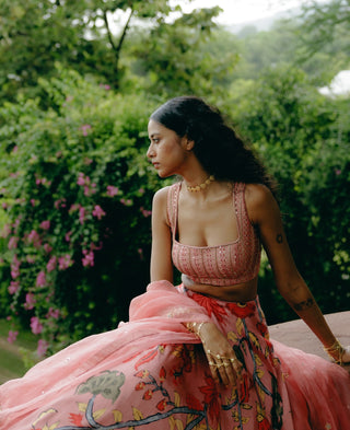 Pink Ombre Lehenga Set by Drishti & Zahabia, available on Indiaspopup.com