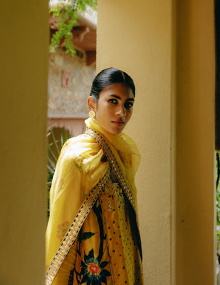 Yellow Mix Printed Kurta Set by Drishti & Zahabia, available on Indiaspopup.com