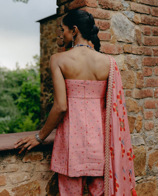 Pink Embroidered Tube Top And Palazzo Set by Drishti & Zahabia, available on Indiaspopup.com