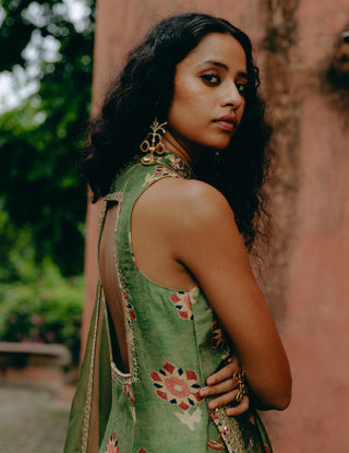 Green Printed Top And Sharara Set by Drishti & Zahabia, available on Indiaspopup.com