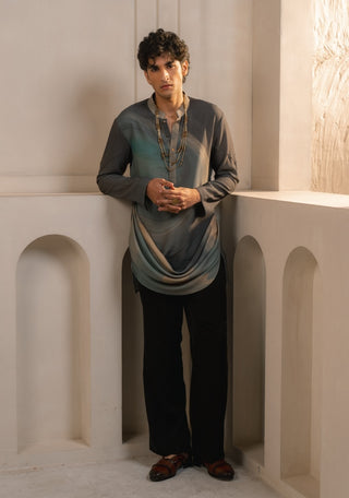 Grey crepe drape kurta and pant