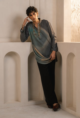 Grey crepe drape kurta and pant