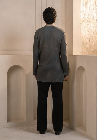 Grey crepe drape kurta and pant