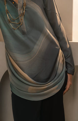 Grey crepe drape kurta and pant