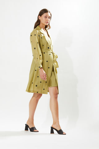 Meadow-Eden Olive Green Coat And Inner Dress-INDIASPOPUP.COM