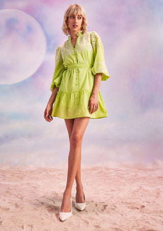 House Of Eda-Sunny Lime Anya Shirt Dress-INDIASPOPUP.COM