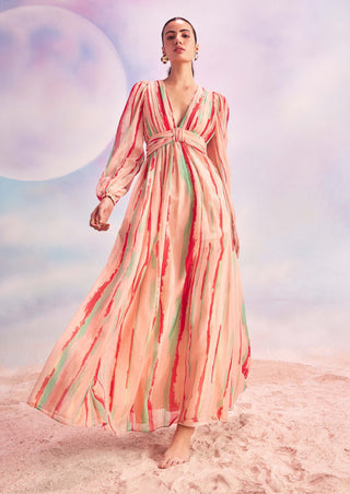 House Of Eda-Nacia Pink Glaze Maxi Dress-INDIASPOPUP.COM