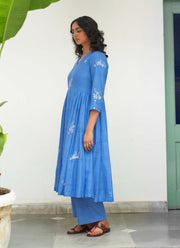 Blue asmani sitara kali kurta set