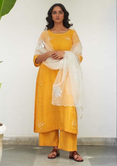 Yellow gul genda kurta set