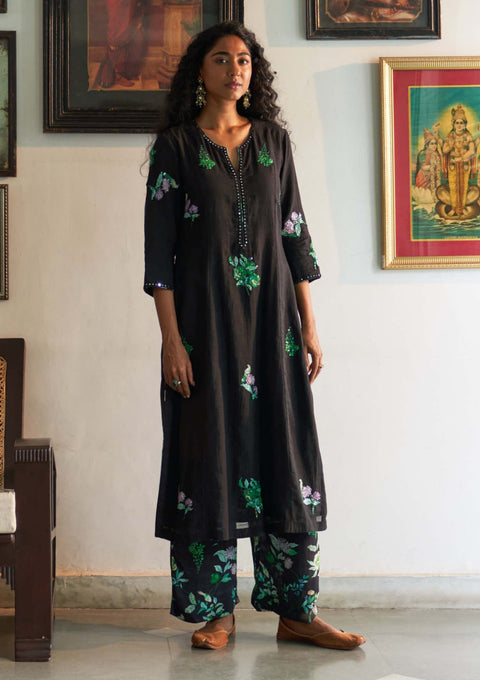 Black sanjh kurta set