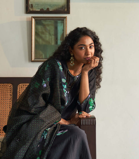 Black sanjh kurta set