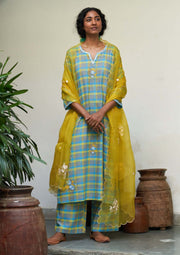 Neela sitara phool kurta set