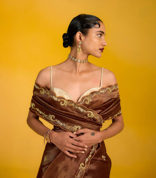 Ekaya Maple Espresso Sari available on indiaspopup