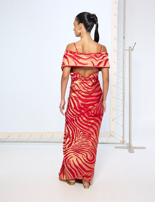 Deep red silk zari sari