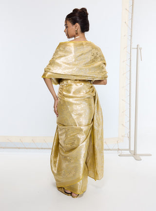 Golden hour tissue silk sari