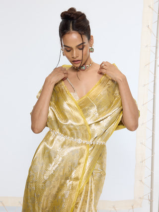 Golden hour tissue silk sari