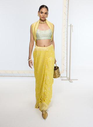 Handwoven mustard yellow sari