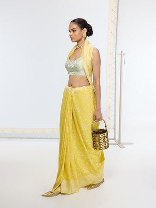 Handwoven mustard yellow sari