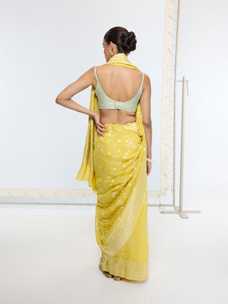 Handwoven mustard yellow sari