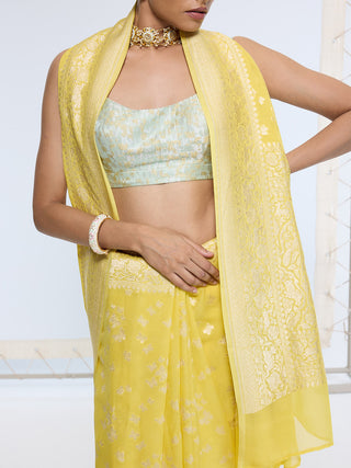Handwoven mustard yellow sari
