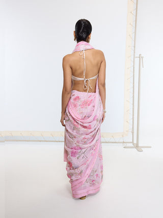 Blush pink banarasi sari
