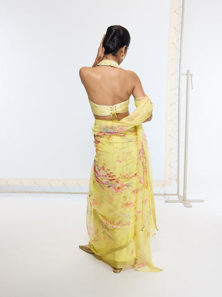 Butter yellow banarasi sari
