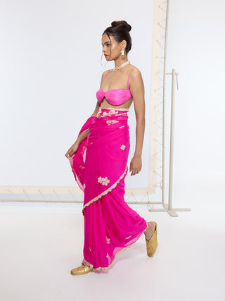 Handwoven fuchsia pink sari