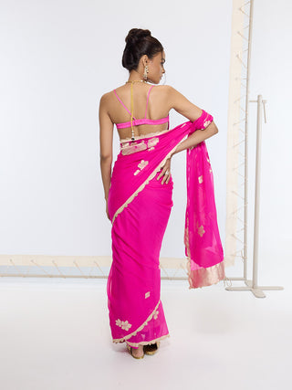 Handwoven fuchsia pink sari