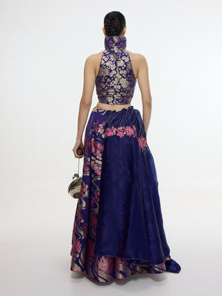 Aubergine cutwork lehenga and dupatta