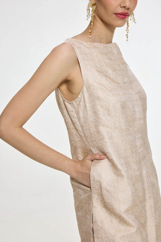 Handwoven ivory-gold jacket and pants