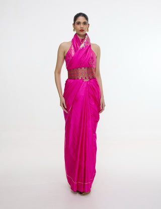 Hot pink kadhwa banarasi sari