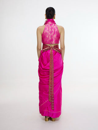 Hot pink kadhwa banarasi sari
