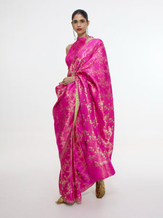 Handwoven deep pink sari and blouse