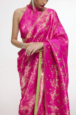 Handwoven deep pink sari and blouse