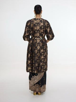 Handwoven noir black jacket set