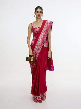Rose red silk sari and blouse