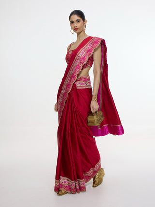 Rose red silk sari and blouse