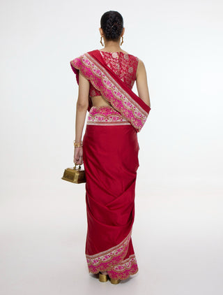 Rose red silk sari and blouse