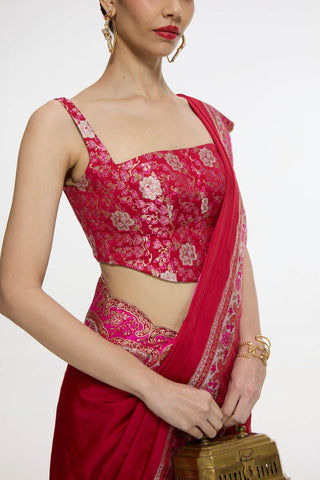 Rose red silk sari and blouse